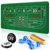 Leyndo Craps Tabletop Game Set, Includes 35"x70" Rubber Craps Tabletop Layout Mat, Casino Grade AAA 19mm Dice, 3 Inch On/Off Buttons for Casino Poker Nights Adults Only(Blue) view 1