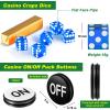 Leyndo Craps Tabletop Game Set, Includes 35"x70" Rubber Craps Tabletop Layout Mat, Casino Grade AAA 19mm Dice, 3 Inch On/Off Buttons for Casino Poker Nights Adults Only(Blue) view 3