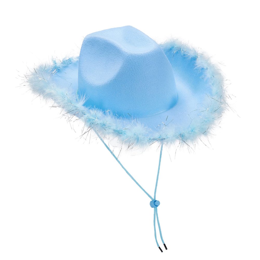 ZINTAOZT Kids Boys Girls Novelty Cowboy Hats Western Wide Brim Felt Cowgirl Hat Halloween Party Dress Up Costume Accessories (Blue, One Size)
