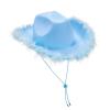 ZINTAOZT Kids Boys Girls Novelty Cowboy Hats Western Wide Brim Felt Cowgirl Hat Halloween Party Dress Up Costume Accessories (Blue, One Size) view 1