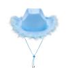 ZINTAOZT Kids Boys Girls Novelty Cowboy Hats Western Wide Brim Felt Cowgirl Hat Halloween Party Dress Up Costume Accessories (Blue, One Size) view 3