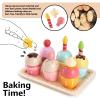 HERSITY Wooden Cupcakes Toys Pretend Play Food Desserts Kids Baking Set, Kitchen Playset for Toddlers 3-5, Tea Party for Little Girls Cooking Games Age 3 4 5 Years Old Girls Boys view 3