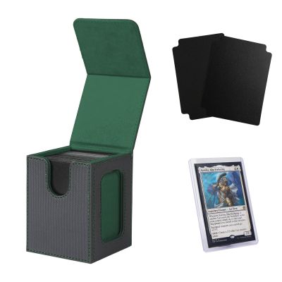Venssu MTG Deck Box for Commander Display,Card Deck Box Fits 100 Double Sleeved Cards,TCG with 2 Dividers and 1 Toploader (BlackGreen)