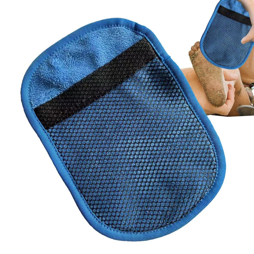 ToysCentral Basics Sand Removal Bag - Sand Remover Powder Pouch for Beach, Talc-Free and Reef Friendly, Sand Off Beach Mitt, Clean and Sand Free, Beach VacationEssentials Great for The Whole Family, Large, Blue