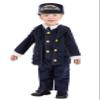 Fun Costumes Infant North Pole Train Conductor Costume | Christmas Locomotive Operator Jumpsuit Uniform w/Hat, 0/3 Months, Blue view 1