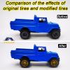 6 Set Simulation 1/64 Model Trucks Off Road Modified Tire with 6 Styles Hub and Rubber Tires 1/64 Scale Wheels for Trucks(Diameter 0.56in/14.2mm) (Electroplated Gold) view 3