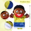 1 Pcs Family Hand Puppets 12 Inch Grandparents, Mom & Dad, Brother & Sister Plush Hand Puppet Toys Role-Play Toy Puppets for Kids Storytelling Imaginative Pretend Play Teaching Preschool(Black Bro) view 2
