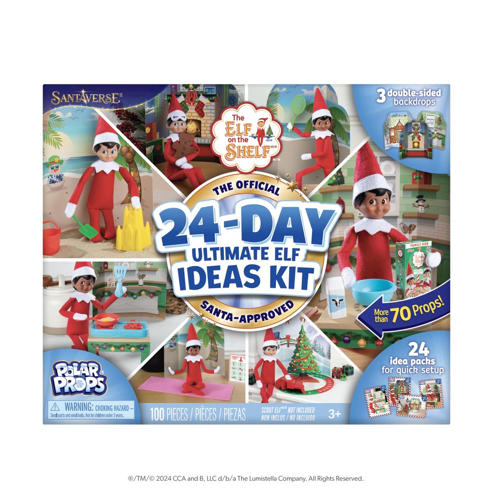 The Elf on the Shelf 24-Day Ultimate Kit Official Elf Accessories with 70+ Props, Idea Cards, and Backdrops Easy Elf on The Shelf Ideas for Kids Christmas Decorations Scout Elf Not Included.