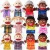 12 Pcs Family Hand Puppets 12 Inch Grandparents Mom Dad Brother Sister Plush Toys Role-Play Toy Puppets for Kids Storytelling Imaginative Pretend Play Teaching Preschool(Multicultural Family) view 1