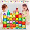Dopyye Magnetic Building Tiles for Kids, 100 PCS Magnetic Blocks with Storage Bag, Magnet Tiles STEM Educational Stacking Toys Gift for Toddler Ages 3 4 5 6 7 8 9 view 2