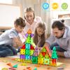 Dopyye Magnetic Building Tiles for Kids, 100 PCS Magnetic Blocks with Storage Bag, Magnet Tiles STEM Educational Stacking Toys Gift for Toddler Ages 3 4 5 6 7 8 9 view 3