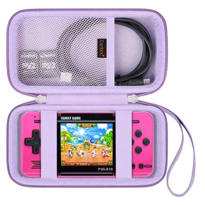 Canboc Carrying Case for WELLSTG Handheld Game -Preloaded 220 Retro Video Games/ My Arcade Atari Pocket Player Pro Game Console, Mesh Pocket fits Cable, SD Card, Purple (Case Only)