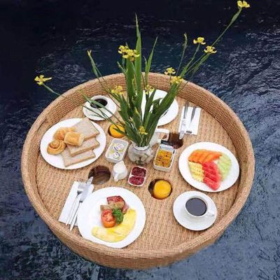 FJYAWEN Floating Pool Tray Round Floating Table Bar Float Lounge Refreshment Swimming Pool Floats for Food Drinks,A-80cm