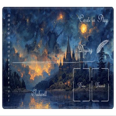 EDGFRTOIO Playmat - Lorcana TCG Zone Card Game Play Mat, 24"x14" Commander Deck Gaming Desk Duel Mat, Starry Night Castle