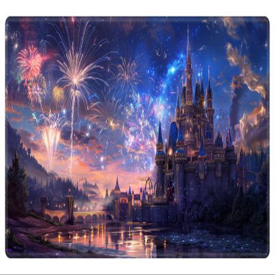 EDGFRTOIO Playmat 24" x 14" Magic Compatible Lorcana TCG Play Mats, Gaming Desk Mat, Magical Castle Night