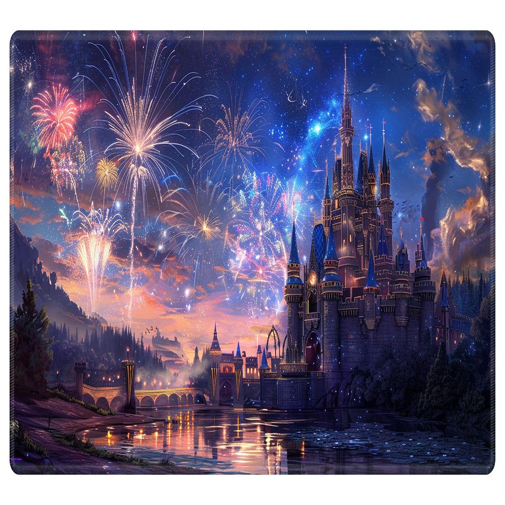 EDGFRTOIO Playmat 24" x 14" Magic Compatible Lorcana TCG Play Mats, Gaming Desk Mat, Magical Castle Night