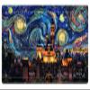 EDGFRTOIO Playmat with Zones for Card Game Playing, Compatible with Lorcana TCG Cards Game Mats 24"x14" Commander Deck Gaming Duel Mat Card Gameplay Mats for Beginner, Magical Castle Starry Night view 1