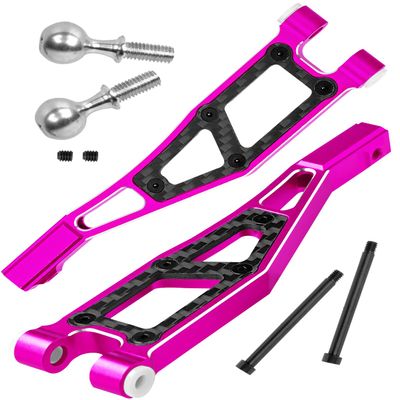 RCHuiWow RC Alloy Front Upper Suspension Arms Upgrades Part for 1/8 Kraton 6S BLX,Outcast 6S BLX,Talion 6S BLX, Notorious 6S BLX,Aluminium Front Upper A Arms w/Pivot Balls,2pcs,Pink