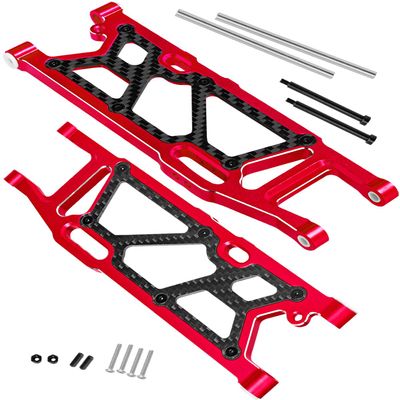 RCHuiWow RC Rear Suspension Arms Upgrades Part for 1/8 Kraton 6S BLX,Outcast 6S BLX,Talion 6S BLX, Notorious 6S BLX,Alloy Aluminium Rear A Arms,2pcs,Red