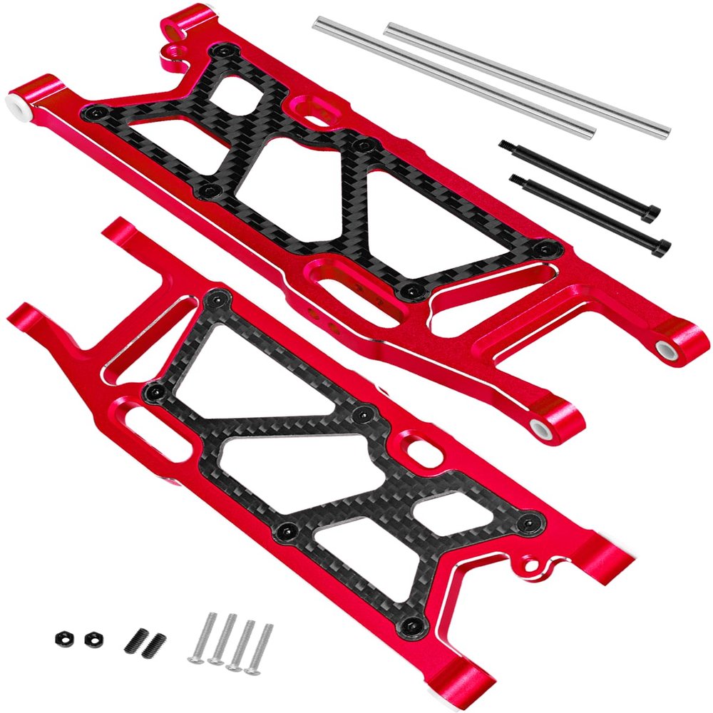 RCHuiWow RC Rear Suspension Arms Upgrades Part for 1/8 Kraton 6S BLX,Outcast 6S BLX,Talion 6S BLX, Notorious 6S BLX,Alloy Aluminium Rear A Arms,2pcs,Red