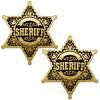 Huwane Sheriff Badge 2 Packs Metal Police Badges Pin Old West Prop Western Cop Star Badge for Kids, boys, Girls, Party, Adult (Gold) view 1