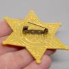 Huwane Sheriff Badge 2 Packs Metal Police Badges Pin Old West Prop Western Cop Star Badge for Kids, boys, Girls, Party, Adult (Gold) view 3