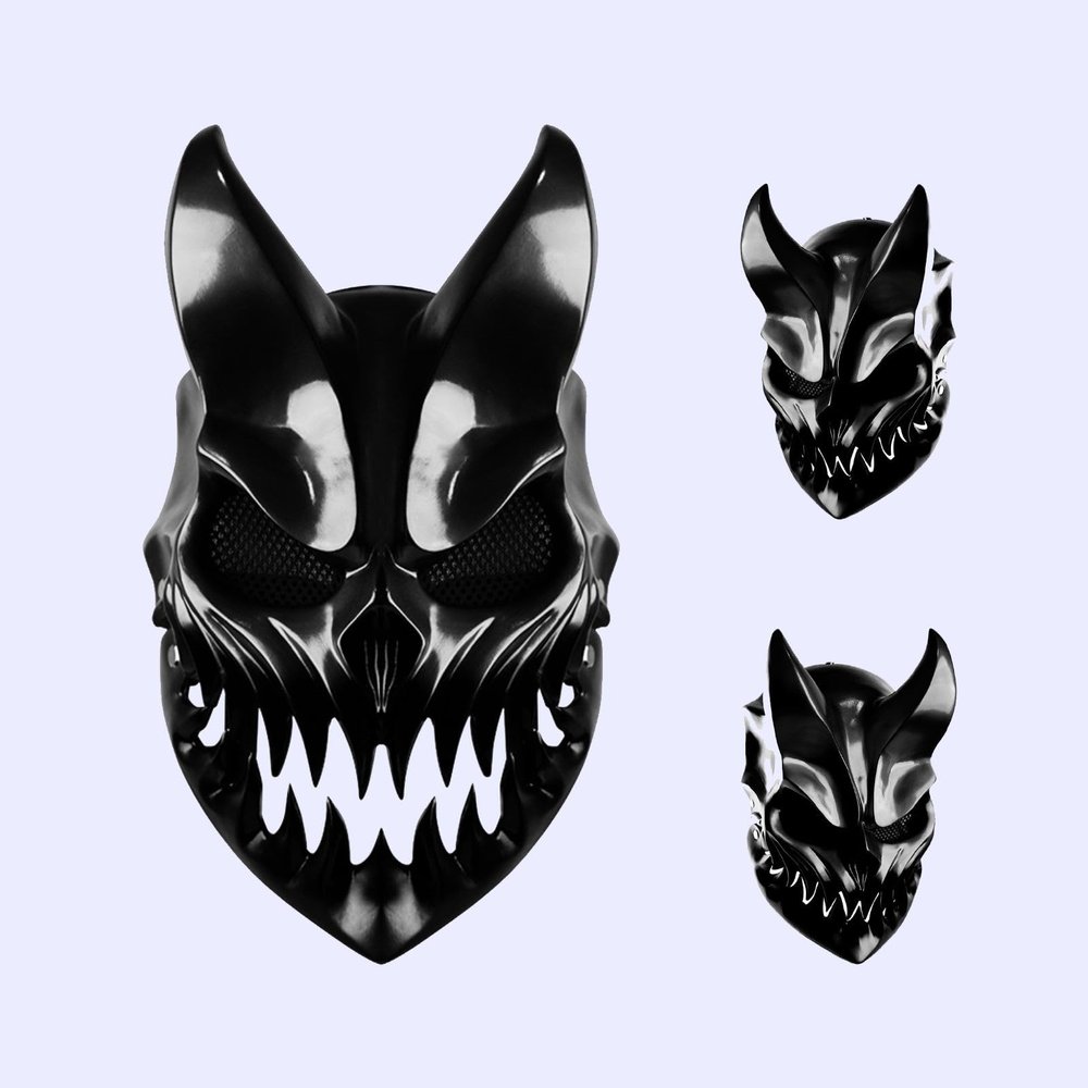 HZXCNUN Horror Devil Mask,Devil Mask Creepy Halloween Masquerade Party Costume Accessory (Black)