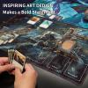 EDGFRTOIO Card Playmat 70 x 40 cm Game Mats Tabletop Magic for MTG/TCG Cards, Trading Card Game Playing Stitched Commander Deck Gaming Desk Duel Mat Card Gameplay Mats, Warrior Riding in Space view 2