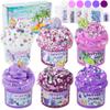 LAWOHO 6 Packs Gradient Purple Slime Kit - Cloud, Butter & Clear Slimes, Crunchy Slimes Kits for Kids with Beach Charms & Add-ins, Party Favors for Girls & Boys, 360ml Soft Non Stick Slime Making Kit view 1