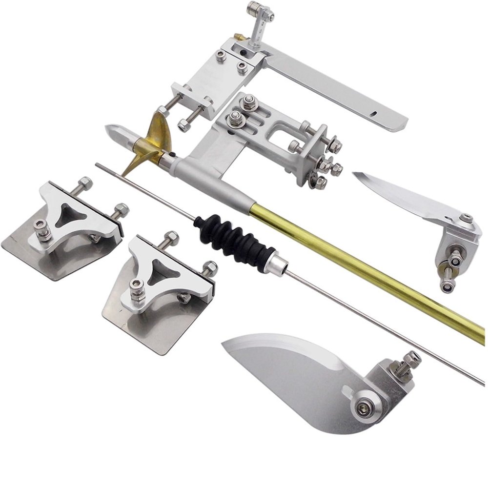 Brushless Electric RC Boat 4mm Flexible Shaft + Shaft Bracket + 95mm Suction Rudder Rudder + Water Pressing Plate + Water Jet for RC Boat