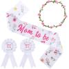 Serencatcher Wildflower Baby Shower Decorations Girl, Wild Flower Mom to Be Maternity Sash Mom Dad to Be Pin Flower Crown Headband for Baby in Bloom a Little Wildflower is on The Way Boho Baby Shower view 1