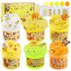 LAWOHO 6 Packs Gradient Yellow Slime Kit - Clear, Butter, Cloud Slimes, Fluffy Slimes for Kids with Charms & Animal Add-ins, Party Favors for Girls & Boys, 360ml Non Stick Slime Making Kit for Kids view 1