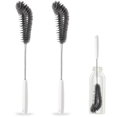 16 inches Long Handle Black Bottle Cleaning Brushes - Perfect for Baby Bottles, Sports Bottles, Glassware, Mugs, Jars, and Stemware (2-pc)