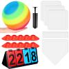 Jenaai 18 Pcs Sports Kickball Set Includes Playground Ball 5 Rubber Throw Down Bases Ball Pump Scoreboard Net Bag 10 Foul Line Cones for Adults Playground Backyard Game(9 Inch,Rainbow) view 1