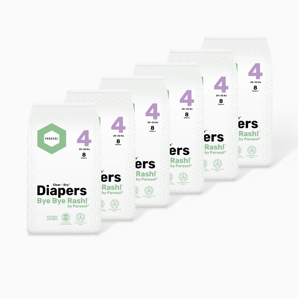 PARASOL Clear+Dry Disposable Diapers | RashShield Protection, Leakproof Design, Hypoallergenic | Size 4, (20-32 lbs) 48 Count