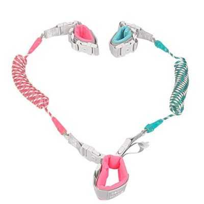 Hperu Anti Lost Wrist Link Toddlers Safety Wristband Leash Kids Anti Lost Walking Harness Rope for Babies Twins Dual Length Pull Two Kids Wristband Belt (2M, Wristband Style) Safety Corner Guards