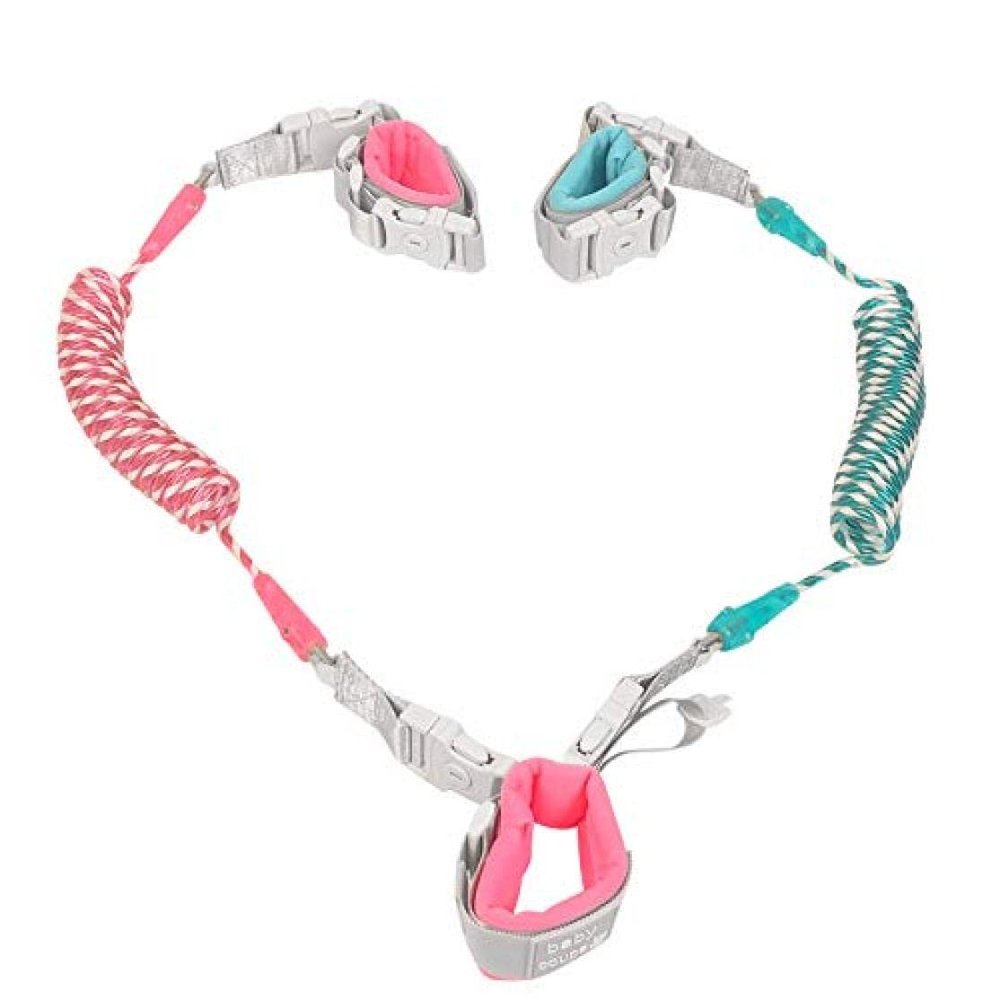 Hperu Anti Lost Wrist Link Toddlers Safety Wristband Leash Kids Anti Lost Walking Harness Rope for Babies Twins Dual Length Pull Two Kids Wristband Belt (2M, Wristband Style) Safety Corner Guards