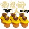 Gyufise 24Pcs 2026 Graduation Cupcake Toppers Glitter Class of 2026 Congrats Grad Cap Diploma Cake Decorations for 2026 Graduation Theme Birthday Party Supplies Black Gold view 1