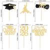 Gyufise 24Pcs 2026 Graduation Cupcake Toppers Glitter Class of 2026 Congrats Grad Cap Diploma Cake Decorations for 2026 Graduation Theme Birthday Party Supplies Black Gold view 2