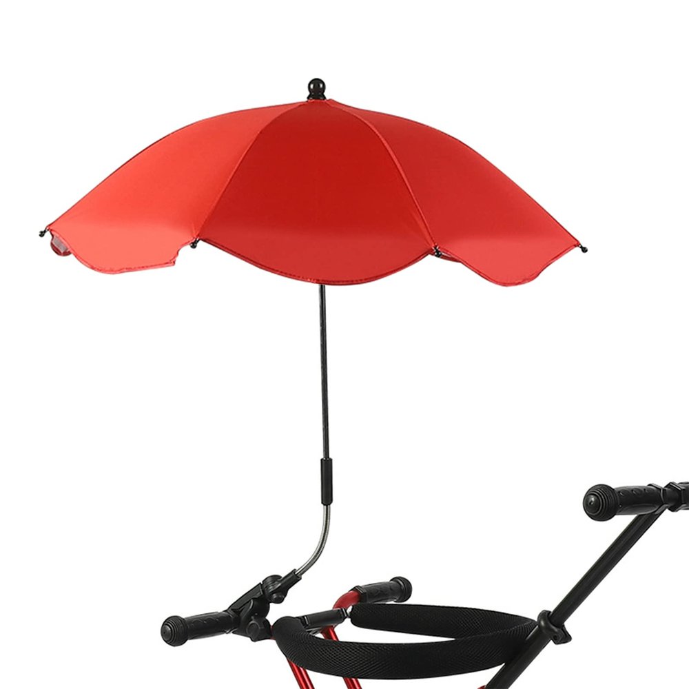 Ddewing Stroller Umbrella toddler Stroller Umbrella Anti Sun Parasol Umbrella toddler Walking Umbrella Kids Umbrella Silver Plastic Sun Umbrella with Adjustable Universal (Red 78 x 66 cm)