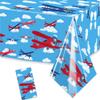 Airplane Birthday Party Tablecloth 54'' x 108'' Airplane Aircraft Table Covers for Aviation Theme Boys Baby Shower 1st 2nd 3rd 4th Birthday Party Table Supplies Decorations view 1