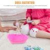 BESTonZON Mini Baby Doll Bathtub with Electric Water Jet Sprayer Battery Operated Toy Bath Tub for Dollhouse Accessories Kids Pretend Play 8.77X4.52X6.88 Inches view 3