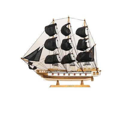 HYTTER Sailboat Model Tabletop Ornament Creative Hand-Carved Office Home Decor Souvenir Veterans Graduation Season Black Sail 50CM