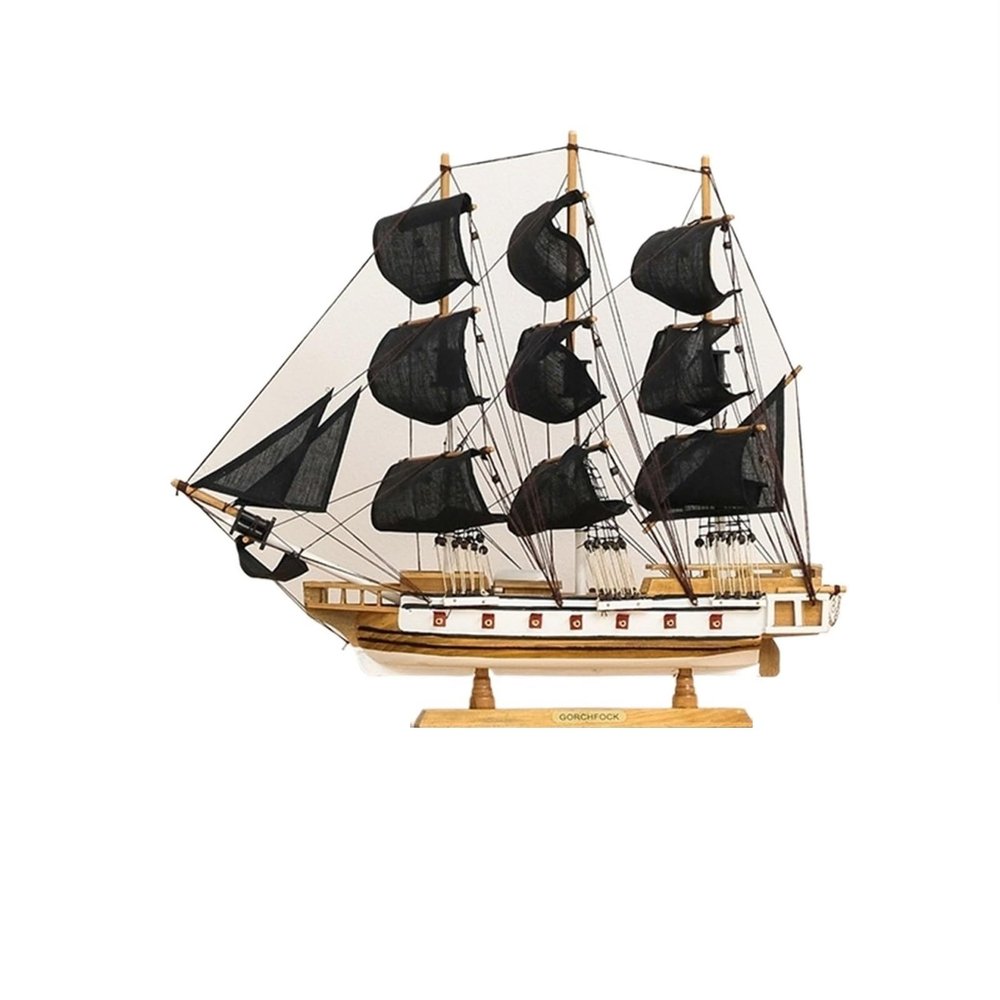 HYTTER Sailboat Model Tabletop Ornament Creative Hand-Carved Office Home Decor Souvenir Veterans Graduation Season Black Sail 50CM