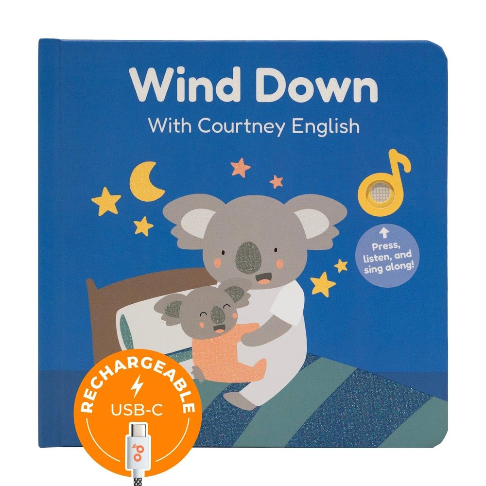 Calis Books Wind Down  USB-C Rechargeable Baby Book for Toddlers 1-3, Headphone Jack, Expert-Designed Bedtime Musical Book with Gentle Activities and Affirmations for a Calming Nightly Routine