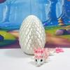 3D Printed Dragon with Egg, Articulated 6" Pink and White Cherry Blossom Baby Dragon, Fidget ADHD Autism Toy BD004-WHT view 1