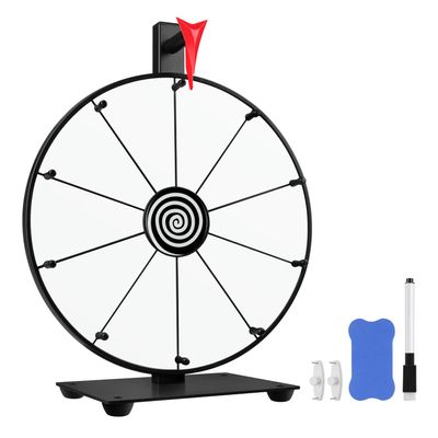 Pionites 12 Inch 10 Slots Prize Wheel Tabletop or Wall Mount Fortune Spin with Dry Erase Marker and Eraser for Engaging Home Parties, Trade Show, Carnival Events (12'' White)