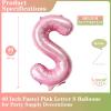 Pink Letter S Balloons, 40 Inch Pastel Pink Letter Balloons S Foil Mylar Helium Pink Letter Balloons for Birthday Party Supplies Anniversary Event Celebration Decorations Alphabet Pink S view 2