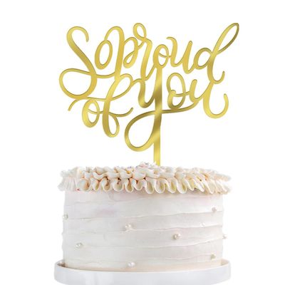 Qertesl So Proud of You Cake Topper,2025 Graduation Cake Topper,Congrats Grad Party Decorations,2025 High School/College/University Graduation Party Decoration Supplies(Acrylic)
