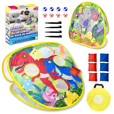 Grip Kids 2-in-1 Dinosaur & Animal Bean Bag Toss Game Double-Sided 27" Target Board with 6 Bean Bags Outdoor & Indoor Toy for Toddlers & Kids Ages 3-6 Birthday Gift - Amazon Exclusive